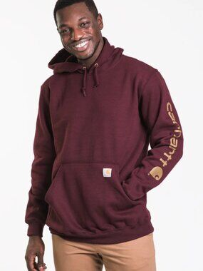 CARHARTT BURGANDY SLEEVE PULLOVER HOODIE